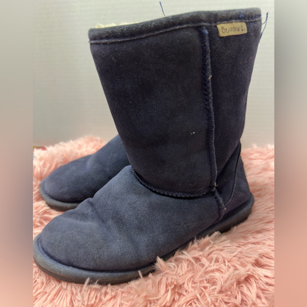 GUC‎ BearPaw Navy Suede Women's Sheepskin Neverwet Boots Size 8